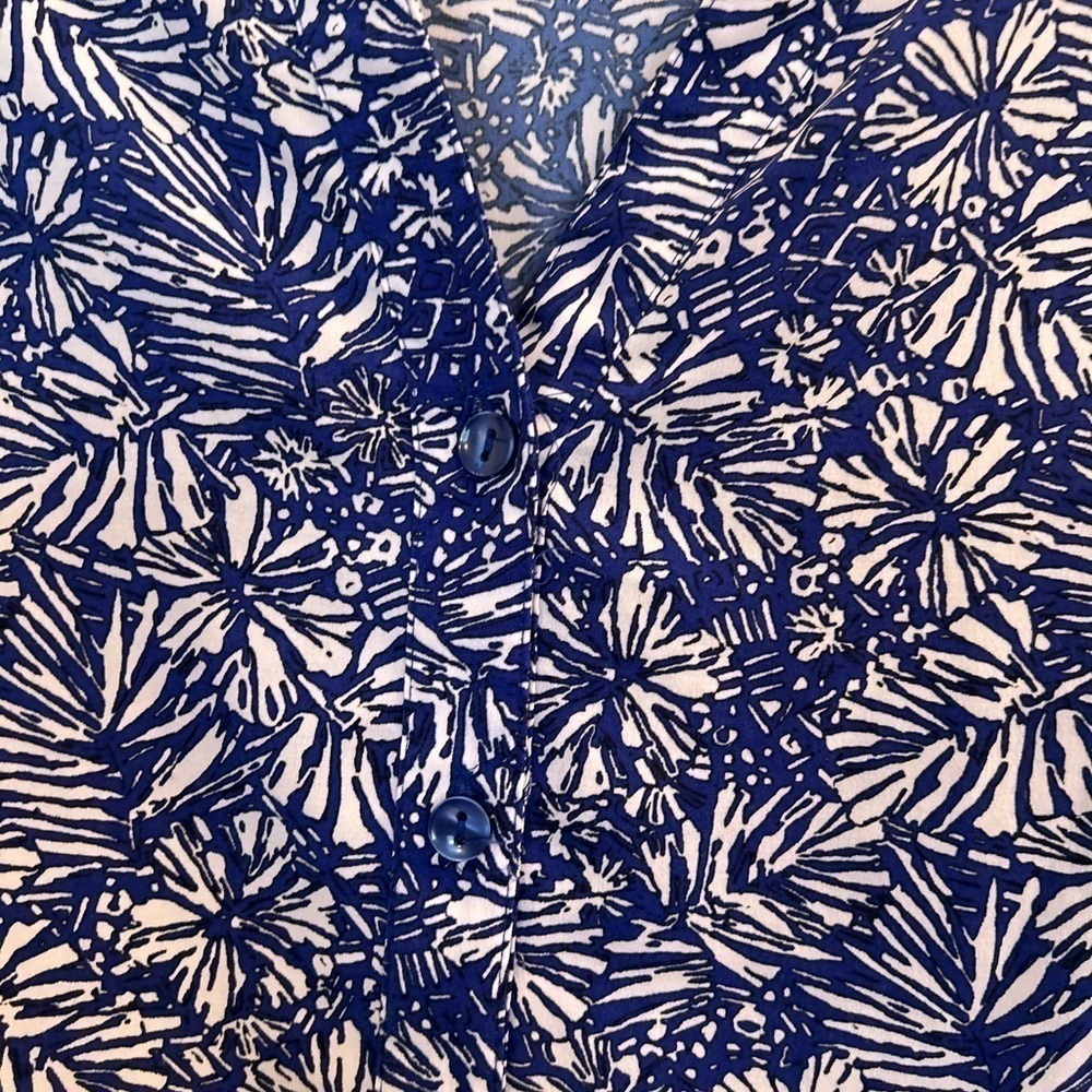 Catherines Timeless Button Up Blouse 1x Blue And … - image 2